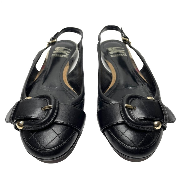 Burberry | Round Toe Slingback Buckle Flats Black 36.5 - Picture 5 of 10